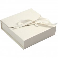 Presentask för smycken - 9 x 9,5 x 3 cm - Vit med band - 1 st