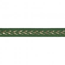 Broderat band - 12 mm - Grön med guldbrodyr