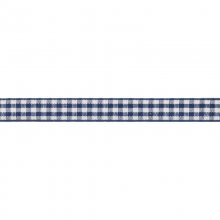 Mönstrat dekorationsband - 10 mm - Rutigt - Mörkblå/Vit
