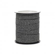 Presentband - Glitter - 10 mm - Svart/Mörkgrå