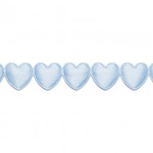Vadderat Satinband - 15 mm - Hjärtan - Ljusblå