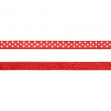 Satinband - 6 mm - Rött med vita prickar