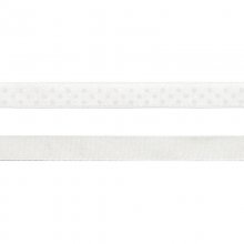 Satinband - 10 mm - Naturvitt med vita prickar