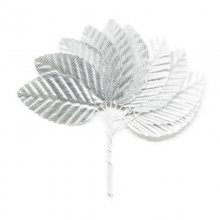 Blomblad på ståltråd - Tyg - 10 st - Silver