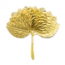 Blomblad på ståltråd - Tyg - 12 st - Guld