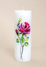 Handgjord & handmålad Ljus - Elegant Ros
