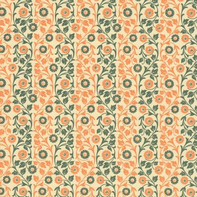Carta Varese - Blomornament Orange/Grön (100 g/m²)