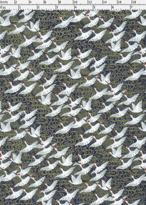 Japanskt papper - Chiyogami 1064C - Tranor - Blå /Guld /Vit