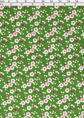 Japanskt papper - Chiyogami 0323C - Blommor - Grön