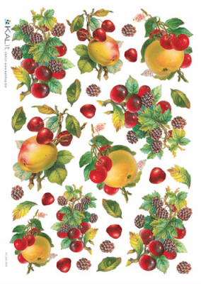 Decoupage Äpple, körsbär, vindruvur, frukt