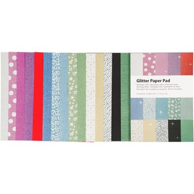 Glitterpapper i block - 150 g/m² - A4 - 30 st