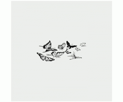 Gummistämpel på kloss - Flock med fjärilar