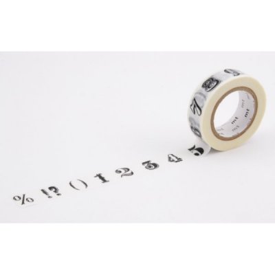 Washitejp - 15 mm x 10 m - Svarta Siffror & Symboler