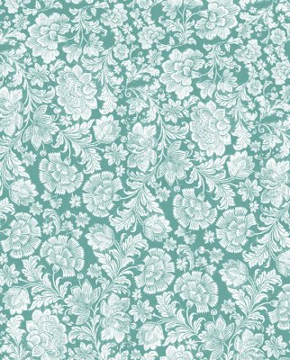 Tassotti 97027 - Fiorito di garofani turchese - Grön/Vit