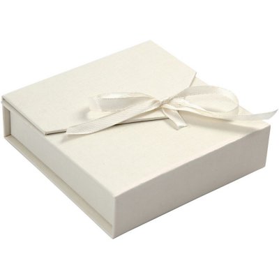 Presentask för smycken - 9 x 9,5 x 3 cm - Vit med band - 1 st