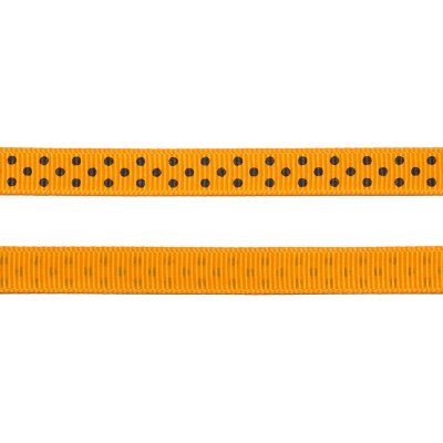 Grosgrainband - Prickar - 10 mm - Orange/Svart