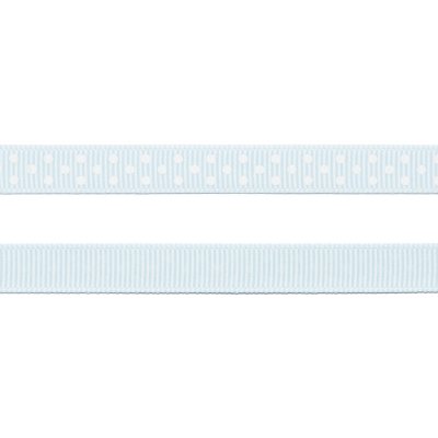 Grosgrainband - Prickar - 10 mm - Ljusblå/Vit