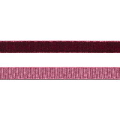 Enfärgat Sammetsband - 10 mm - Mörkröd/Vinröd