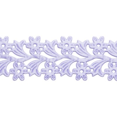 Mönstrat Satinband - 30 mm - Blommor - Lila