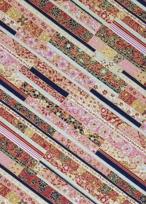 Japanskt papper - Chiyogami 0565C - Blommor - Rosa /Svart
