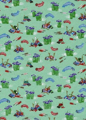 Japanskt papper - Chiyogami 0936C - Fiskar - Turkos