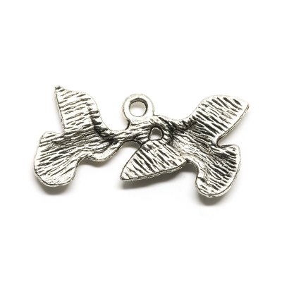 Berlock/Charm - Turturduvor med Hjärta - 25 x 13 mm - Antiksilver - xx st