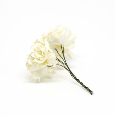Dekorationsblomma på ståltråd - Papper - 6 st - Ljusgul/Naturvit