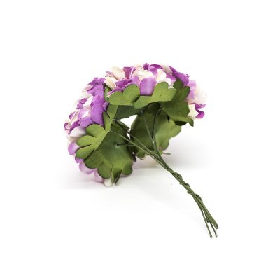 Dekorationsblomma på ståltråd - Papper - 6 st - Lila/Gul
