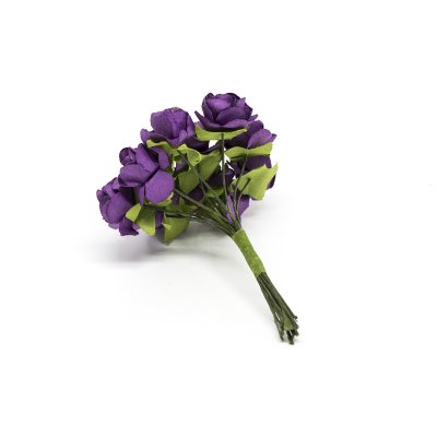 Dekorationsros på ståltråd - Papper - 12 st - Lila