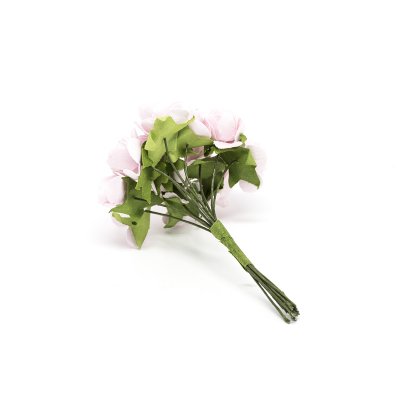 Dekorationsros på ståltråd - Papper - 12 st - Ljusrosa