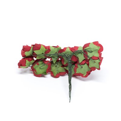 Dekorationsros på ståltråd - Papper - 12 st - Röd