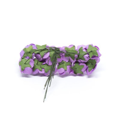 Dekorationsros på ståltråd - Papper - 12 st - Lila/Rosa