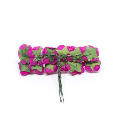 Dekorationsros på ståltråd - Papper - 12 st - Cerise