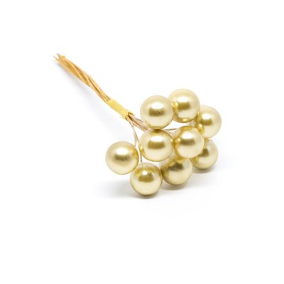 Dekorationsbär - Pärlemor - 13 mm - Gul/Guld