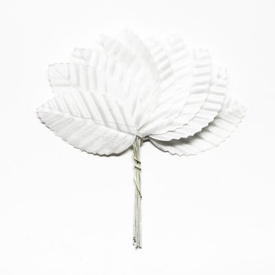 Blomblad på ståltråd - Tyg - 10 st - Vit