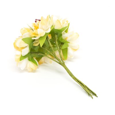 Dekorationsblomma på ståltråd - Tyg - 6 st - Orange med röda pistiller