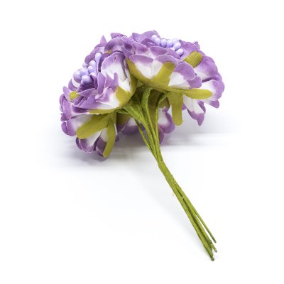 Dekorationsblomma på ståltråd - Tyg - 6 st - Lila