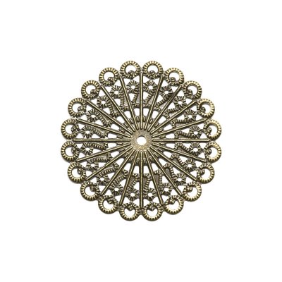 Metalldekoration - Antikguld - Cirkel/Blomma - 43 mm - xx st