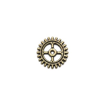 Steampunk-kugghjul i metall - Antikguld - 10 mm - xx st