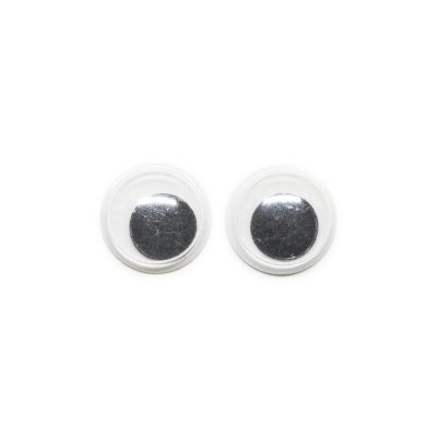 Plastögon med rörlig pupill - 10 mm - Självhäftande - Vit