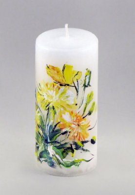 Handgjord & handmålad Ljus - Maskros & Fjäril