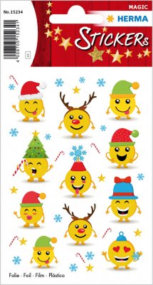 Klistermärken - Herma/Magic - Gula Julsmileys